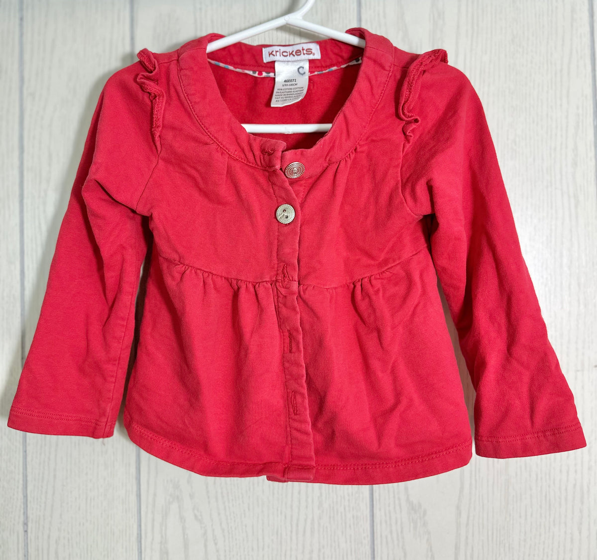 Veste rouge à volants - 3T
