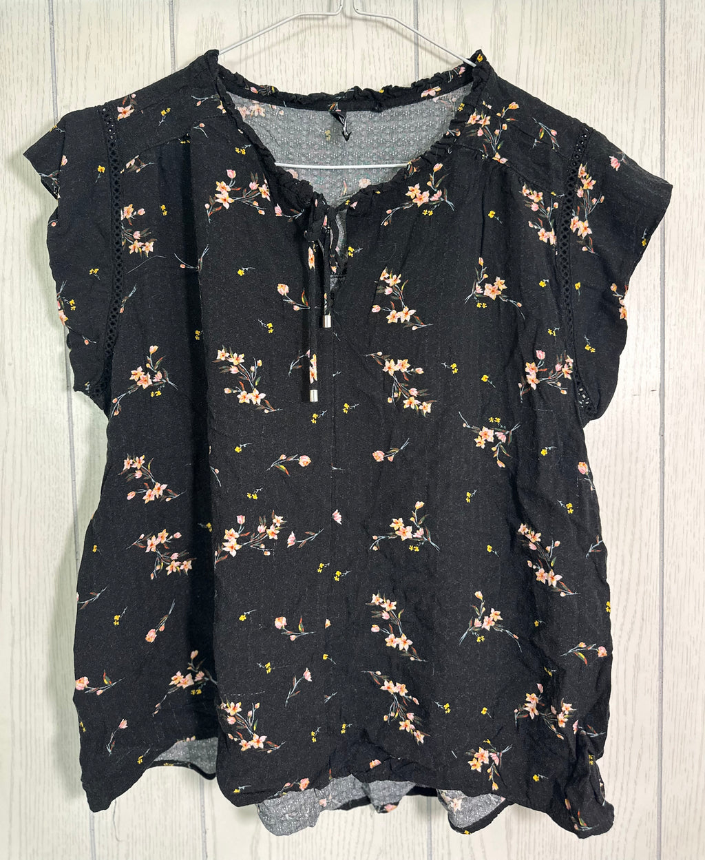Chemise noir fleurie - Large